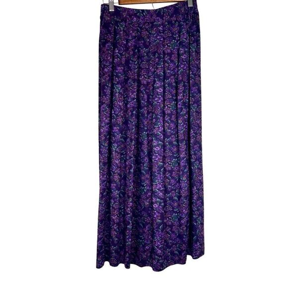 Vintage Pendleton Womens Purple Floral Pleated Midi Maxi Skirt Medium Grannycore - Picture 1 of 8